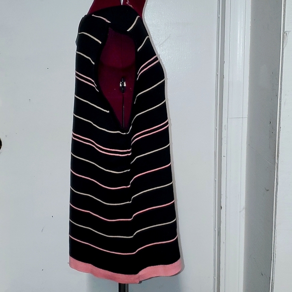 JM Collection Sleeveless Sweater Black Graphic Stripe Blouse Size Large - Picture 2 of 4